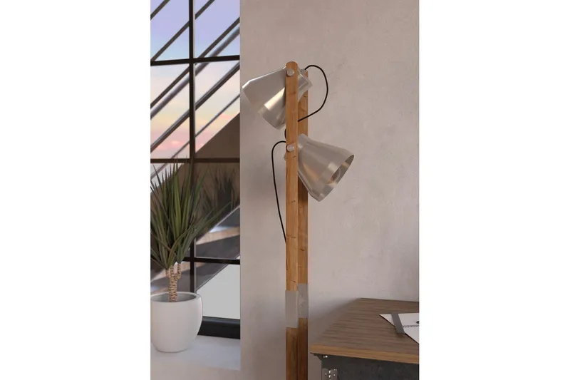 Golvlampa Eglo Cawton - Brun - Belysning & el - Inomhusbelysning & lampor - Golvlampa - Tvåarmad golvlampa