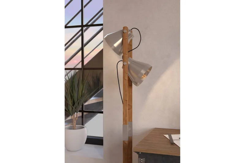 Golvlampa Eglo Cawton - Brun - Belysning & el - Inomhusbelysning & lampor - Golvlampa - Tvåarmad golvlampa