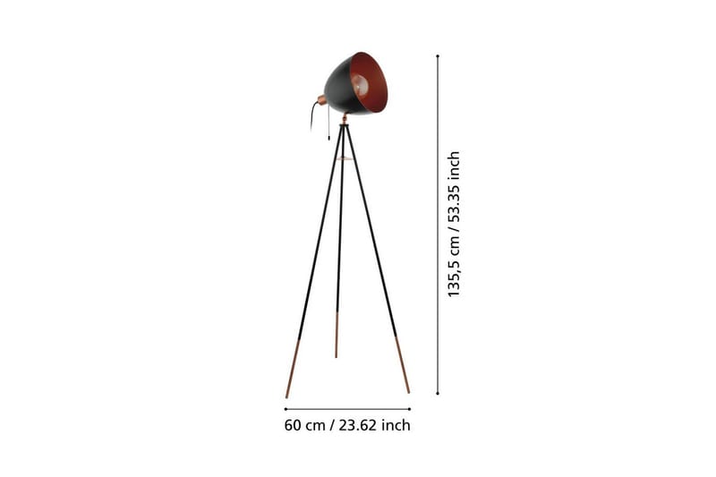 Golvlampa Eglo Chester - Svart/Koppar - Belysning & el - Inomhusbelysning & lampor - Sovrumslampa