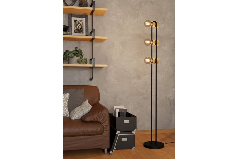 Golvlampa Eglo Chieveley med 3 Lampor - Svart/Brun - Belysning & el - Inomhusbelysning & lampor - Sovrumslampa