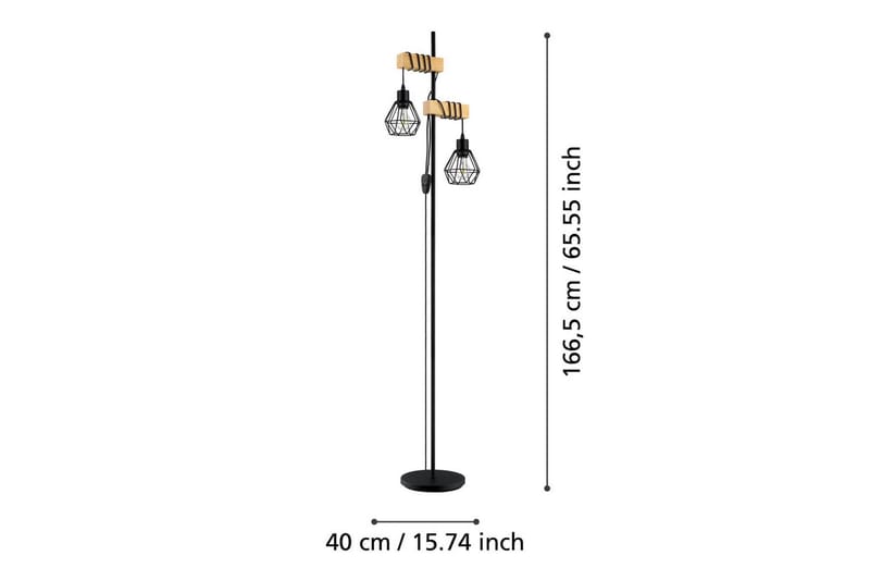 Golvlampa Eglo Townshend 5 med 2 Lampor - Svart/Brun - Belysning & el - Inomhusbelysning & lampor - Sovrumslampa