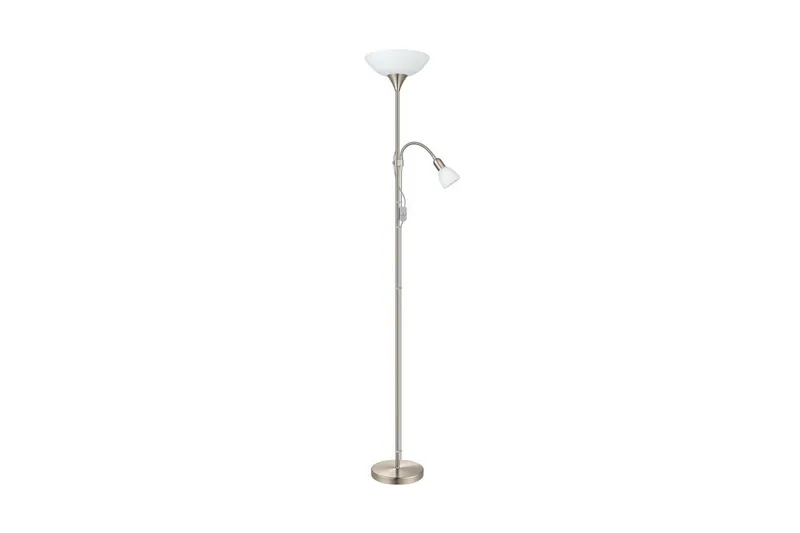 Golvlampa Eglo Up 2 med Läslampa Nickel-Matt Vit - Vit/Gr å - Belysning & el - Inomhusbelysning & lampor - Sovrumslampa
