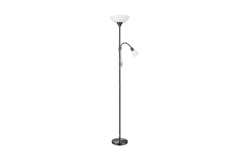Golvlampa Eglo Up 2 med Läslampa Nickel-Nero Vit - Vit - Belysning & el - Inomhusbelysning & lampor - Sovrumslampa