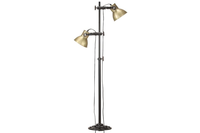 Golvlampa med 2 lampskärmar mässing E27 gjutjärn - Guld - Belysning & el - Inomhusbelysning & lampor - Golvlampa - Tvåarmad golvlampa