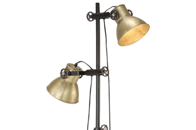 Golvlampa med 2 lampskärmar mässing E27 gjutjärn - Guld - Belysning & el - Inomhusbelysning & lampor - Golvlampa - Tvåarmad golvlampa