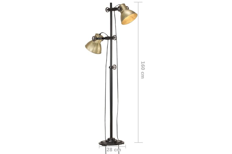 Golvlampa med 2 lampskärmar mässing E27 gjutjärn - Guld - Belysning & el - Inomhusbelysning & lampor - Golvlampa - Tvåarmad golvlampa