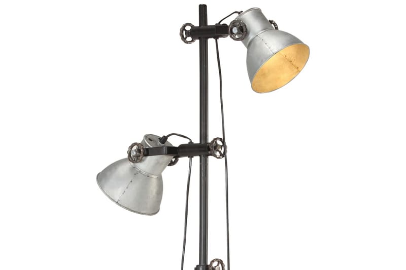 Golvlampa med 2 lampskärmar silver E27 gjutjärn - Silver - Belysning & el - Inomhusbelysning & lampor - Golvlampa - Tvåarmad golvlampa