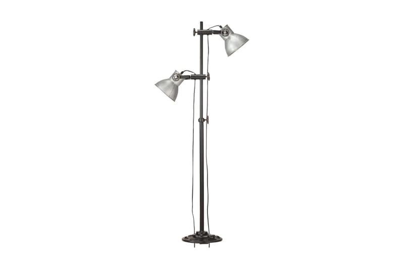 Golvlampa med 2 lampskärmar silver E27 gjutjärn - Silver - Belysning & el - Inomhusbelysning & lampor - Golvlampa - Tvåarmad golvlampa