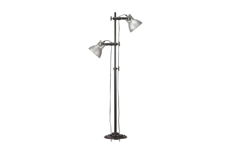 Golvlampa med 2 lampskärmar silver E27 gjutjärn - Silver - Tvåarmad golvlampa - Sovrumslampa - Vardagsrumslampa - Golvlampa