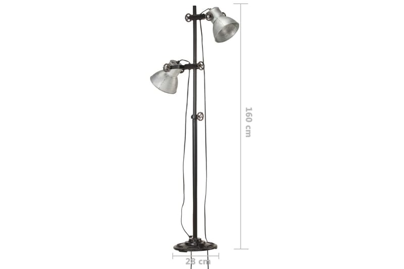 Golvlampa med 2 lampskärmar silver E27 gjutjärn - Silver - Belysning & el - Inomhusbelysning & lampor - Golvlampa - Tvåarmad golvlampa