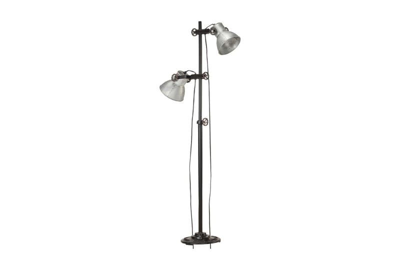 Golvlampa med 2 lampskärmar silver E27 gjutjärn - Silver - Belysning & el - Inomhusbelysning & lampor - Golvlampa - Tvåarmad golvlampa
