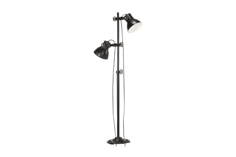 Golvlampa med 2 lampskärmar svart E27 gjutjärn - Svart - Belysning & el - Inomhusbelysning & lampor - Golvlampa - Tvåarmad golvlampa