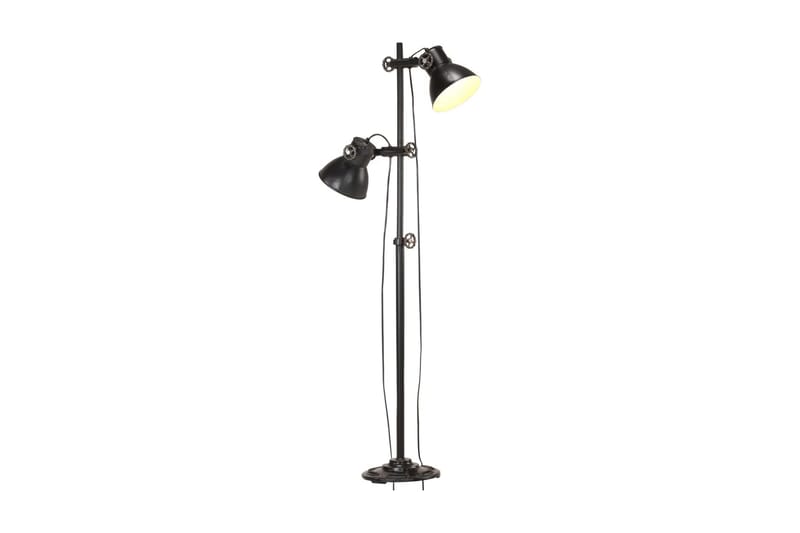 Golvlampa med 2 lampskärmar svart E27 gjutjärn - Svart - Belysning & el - Inomhusbelysning & lampor - Golvlampa - Tvåarmad golvlampa