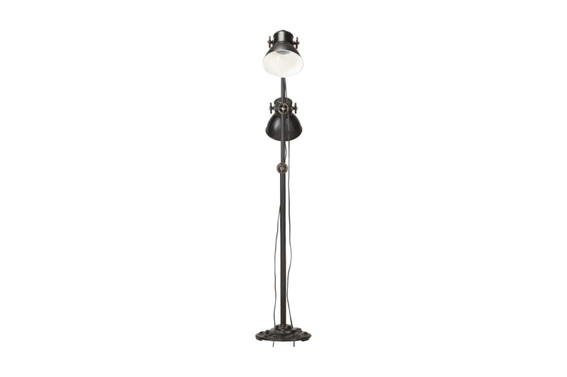Golvlampa med 2 lampskärmar svart E27 gjutjärn - Svart - Belysning & el - Inomhusbelysning & lampor - Golvlampa - Tvåarmad golvlampa