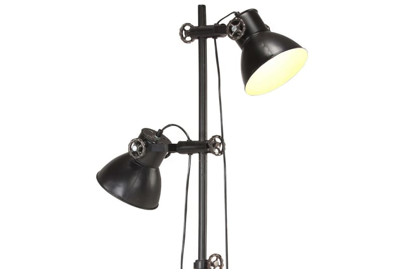 Golvlampa med 2 lampskärmar svart E27 gjutjärn - Svart - Belysning & el - Inomhusbelysning & lampor - Golvlampa - Tvåarmad golvlampa