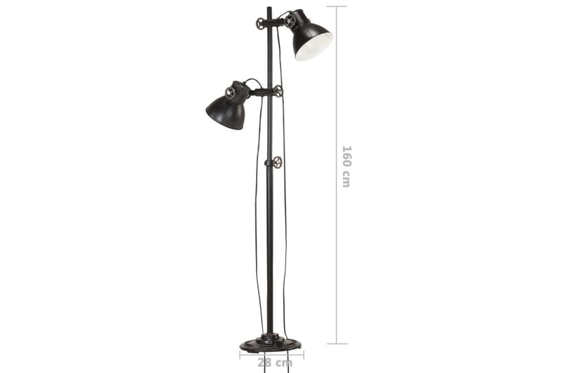 Golvlampa med 2 lampskärmar svart E27 gjutjärn - Svart - Belysning & el - Inomhusbelysning & lampor - Golvlampa - Tvåarmad golvlampa