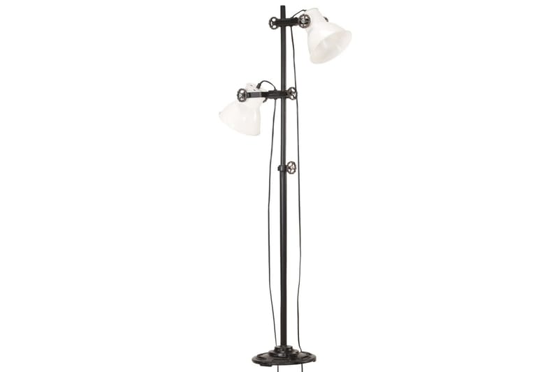 Golvlampa med 2 lampskärmar vit E27 gjutjärn - Vit - Belysning & el - Inomhusbelysning & lampor - Golvlampa - Tvåarmad golvlampa