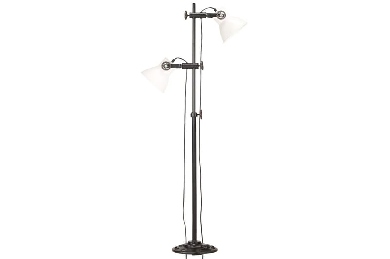 Golvlampa med 2 lampskärmar vit E27 gjutjärn - Vit - Belysning & el - Inomhusbelysning & lampor - Golvlampa - Tvåarmad golvlampa