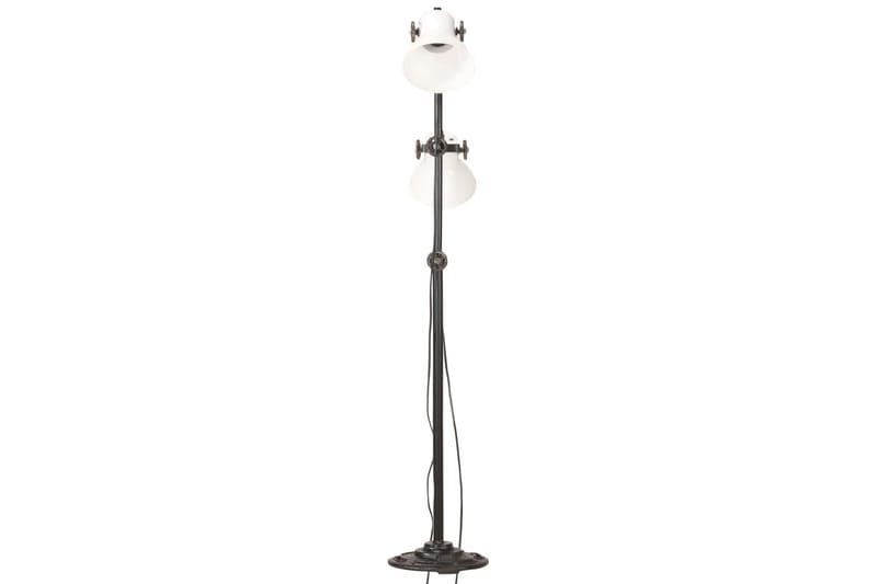 Golvlampa med 2 lampskärmar vit E27 gjutjärn - Vit - Belysning & el - Inomhusbelysning & lampor - Golvlampa - Tvåarmad golvlampa