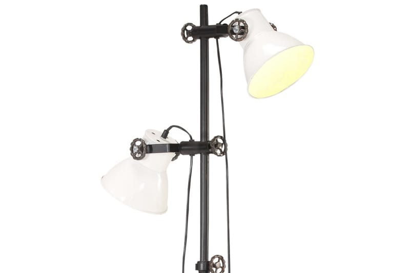 Golvlampa med 2 lampskärmar vit E27 gjutjärn - Vit - Belysning & el - Inomhusbelysning & lampor - Golvlampa - Tvåarmad golvlampa