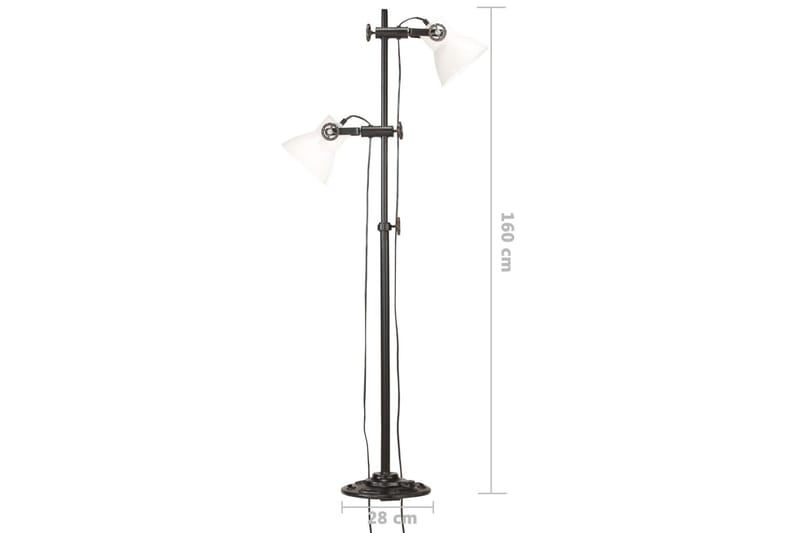 Golvlampa med 2 lampskärmar vit E27 gjutjärn - Vit - Belysning & el - Inomhusbelysning & lampor - Golvlampa - Tvåarmad golvlampa