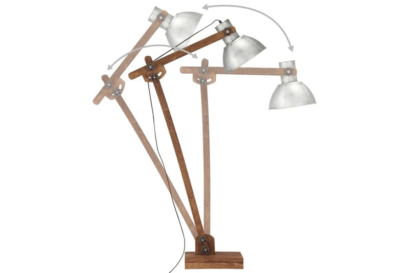 Golvlampa silver massivt mangoträ E27 - Silver - Belysning & el - Inomhusbelysning & lampor - Golvlampa