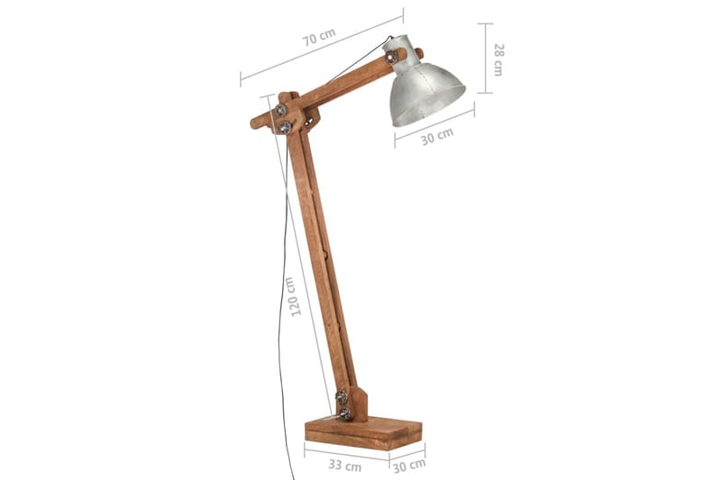 Golvlampa silver massivt mangoträ E27 - Silver - Belysning & el - Inomhusbelysning & lampor - Golvlampa