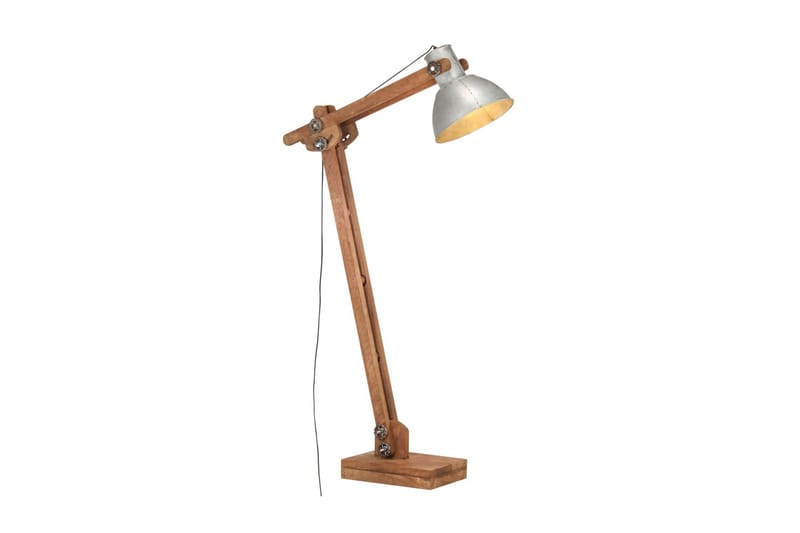 Golvlampa silver massivt mangoträ E27 - Silver - Belysning & el - Inomhusbelysning & lampor - Golvlampa