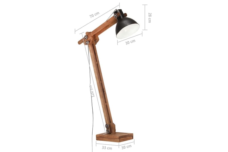 Golvlampa svart massivt mangoträ E27 - Svart - Belysning & el - Inomhusbelysning & lampor - Golvlampa