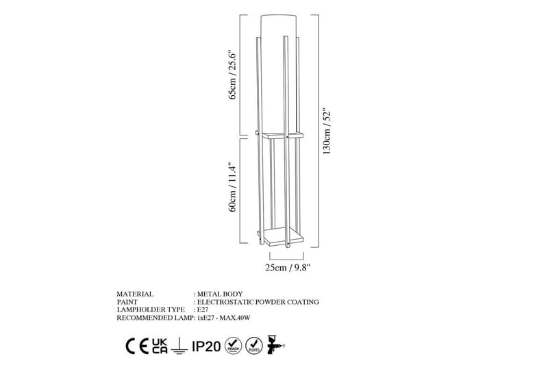 Golvlampa Ratmo Sudampa (Hyllhöjd: 60 cm) Svart Beige - Svart Beige - Belysning & el - Inomhusbelysning & lampor - Sovrumslampa