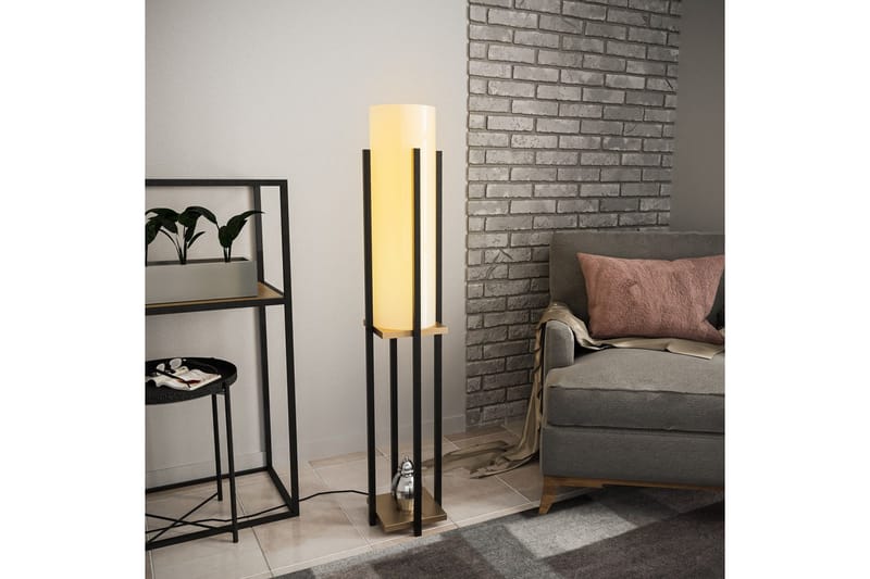 Golvlampa Ratmo Sudampa (Hyllhöjd: 60 cm) Svart / Ranybeige - Svart / Ranybeige - Belysning & el - Inomhusbelysning & lampor - Sovrumslampa