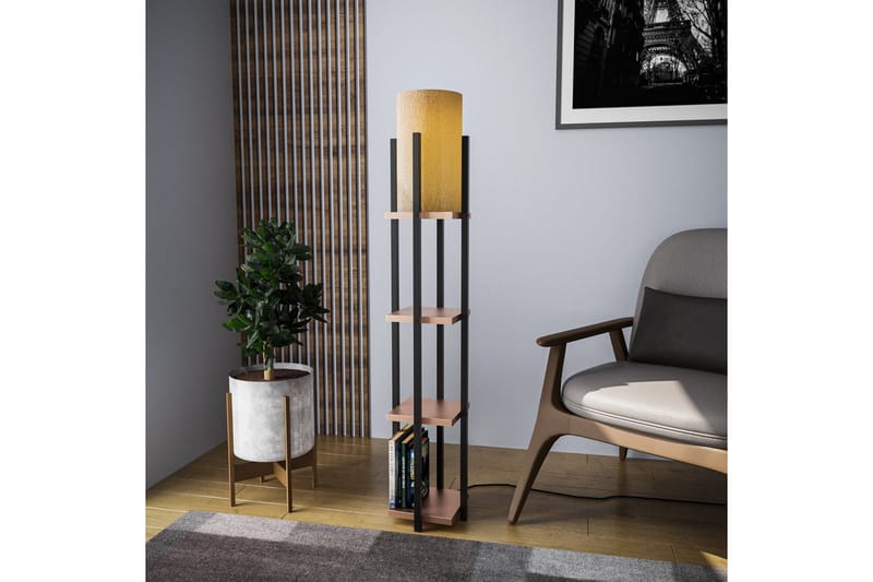 Golvlampa Ratmo Sudampa Lumi (Hyllhöjd: 29 cm) Svart / Kopparträ - Svart / Kopparträ - Belysning & el - Inomhusbelysning & lampor - Sovrumslampa