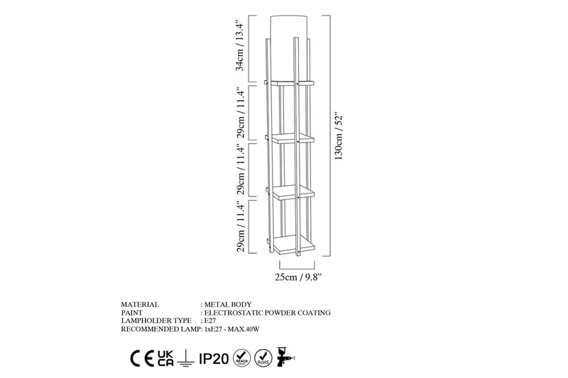 Golvlampa Ratmo Sudampa Lumi (Hyllhöjd: 29 cm) Svart / Rany - Svart / Rany - Belysning & el - Inomhusbelysning & lampor - Sovrumslampa