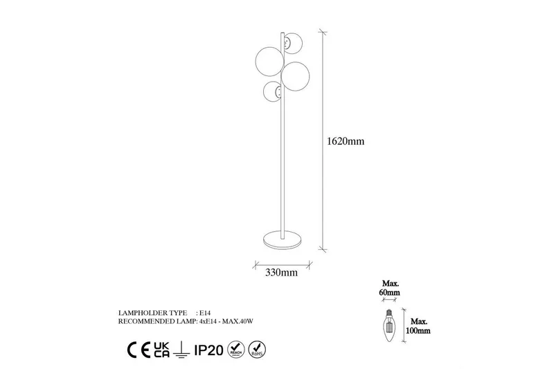Golvlampa Subin Svart / Vit - Svart / Vit - Belysning & el - Inomhusbelysning & lampor - Sovrumslampa