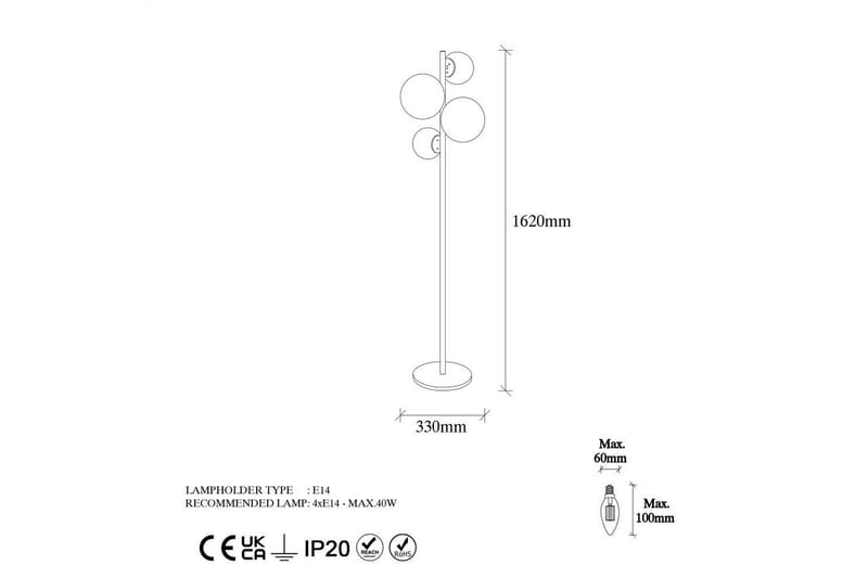 Golvlampa Subin Svart / Vit - Svart / Vit - Belysning & el - Inomhusbelysning & lampor - Sovrumslampa