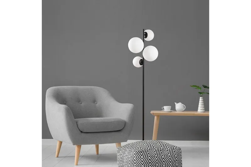 Golvlampa Subin Svart / Vit - Svart / Vit - Belysning & el - Inomhusbelysning & lampor - Sovrumslampa