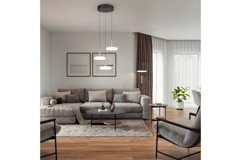 Golvlampa TRIO Celeste Mattsvart/vit/kaffebrun - Mattsvart/vit/kaffebrun - Belysning & el - Inomhusbelysning & lampor - Sovrumslampa