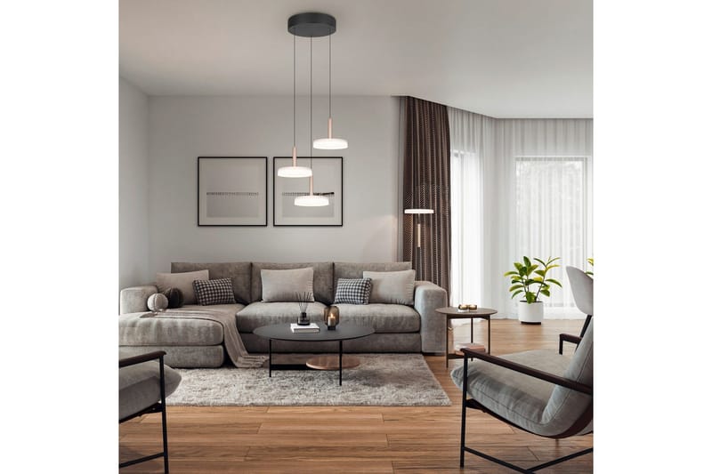 Golvlampa TRIO Celeste Mattsvart/vit/kaffebrun - Mattsvart/vit/kaffebrun - Belysning & el - Inomhusbelysning & lampor - Sovrumslampa