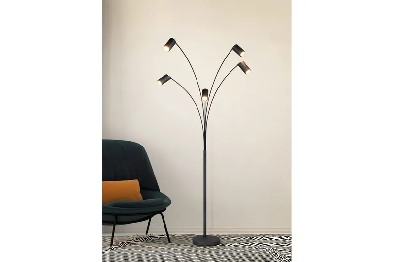 Golvlampa TRIO Marley Mattsvart - Mattsvart - Belysning & el - Inomhusbelysning & lampor - Sovrumslampa