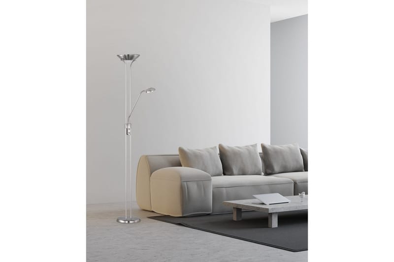 Golvlampa TRIO Spock Borstad stål - Borstad stål - Belysning & el - Inomhusbelysning & lampor - Sovrumslampa