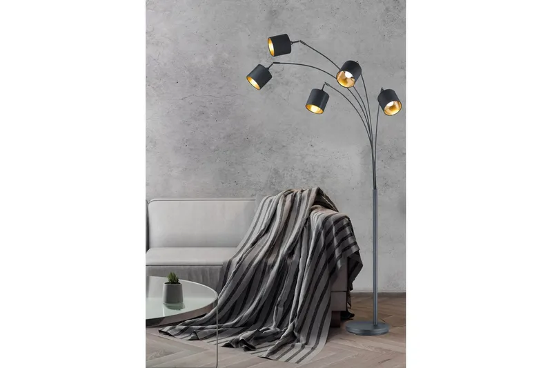 Golvlampa TRIO Tommy Böjd Mattsvart - Mattsvart - Belysning & el - Inomhusbelysning & lampor - Sovrumslampa