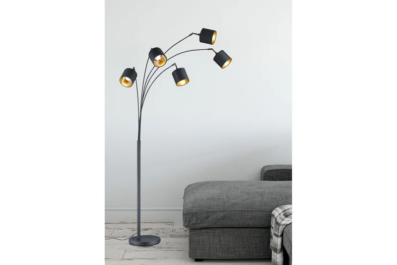 Golvlampa TRIO Tommy Böjd Mattsvart - Mattsvart - Belysning & el - Inomhusbelysning & lampor - Sovrumslampa