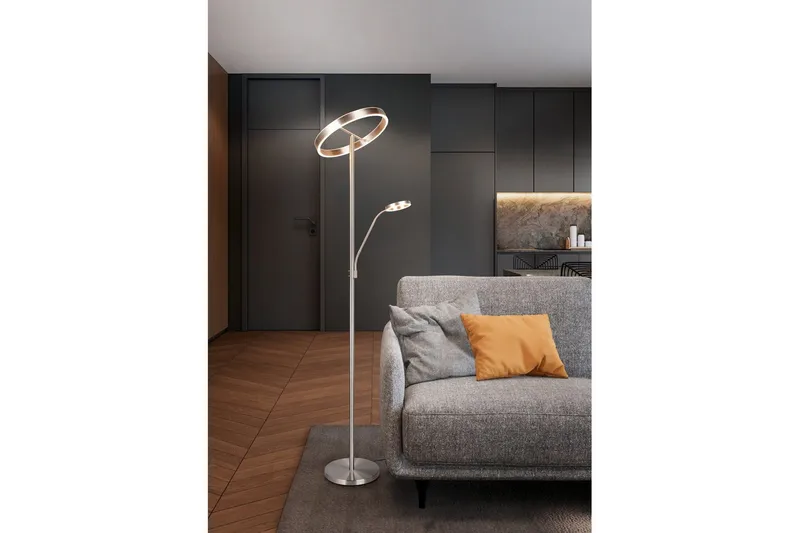 Golvlampa TRIO Willis Borstad stål - Borstad stål - Belysning & el - Inomhusbelysning & lampor - Sovrumslampa