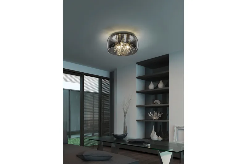 Crystel Plafond 35 cm 3xE14 krom/ rökglas - Krom/Rökglas - Belysning & el - Inomhusbelysning & lampor - Kökslampa - Taklampa kök