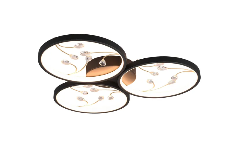 Groovy LED Plafond 3L mattsvart/ guld, Matt svart/Guld