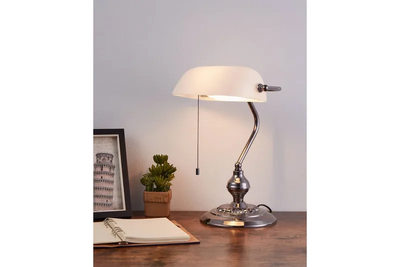 Bordslampa Eglo Banker Nickel Vit - Vit - Belysning & el - Inomhusbelysning & lampor - Bordslampor - Skrivbordslampa
