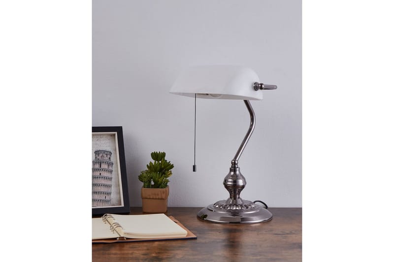 Bordslampa Eglo Banker Nickel Vit - Vit - Belysning & el - Inomhusbelysning & lampor - Bordslampor - Skrivbordslampa