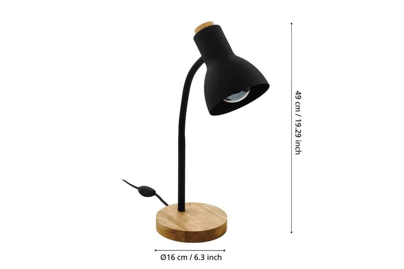 Bordslampa Eglo Veradal Svart, Brun - Svart/Brun - Belysning & el - Inomhusbelysning & lampor - Bordslampor - Skrivbordslampa