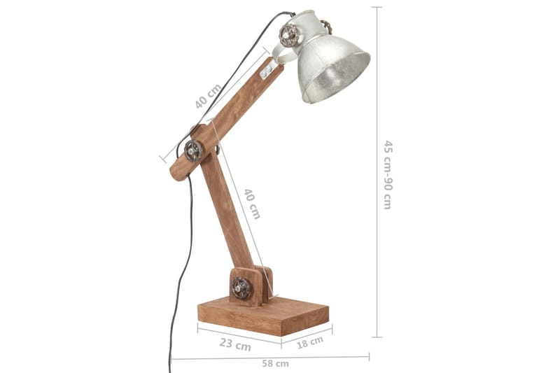 Skrivbordslampa industriell silver rund 58x18x90 cm E27 - be Basic - Belysning & el - Inomhusbelysning & lampor - Bordslampor - Skrivbordslampa