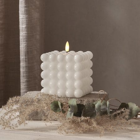 LED Blockljus Flamme Dot 10x12,5 cm - Vit - Belysning & el - Inomhusbelysning & lampor - Dekorationsbelysning